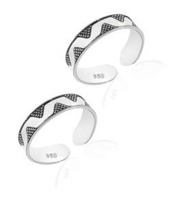SIVYAA Trendy Oxidized triangle pattern motif pure silver Toe Ring Band