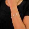 model wearing-SIVYAA tiny white fresh water Beads Charms pure silver Chain Bracelet