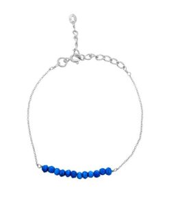 SIVYAA Dyed Turquoise Stone Beaded chain Bracelet pure silver Chain Bracelet for girl