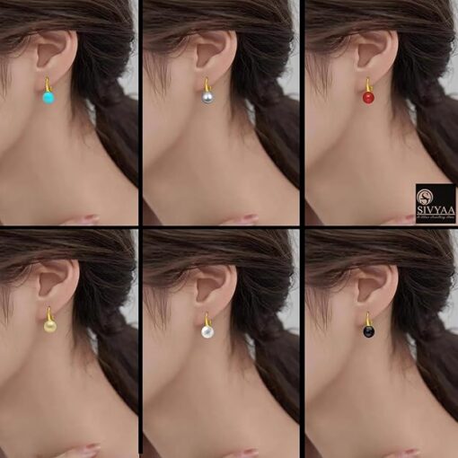 Gold finish SIVYAA different color of classic tiny drop dangle earrings