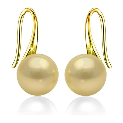 SIVYAA gold finish Classic Gold Pearl Tiny Drop Dangle Earrings