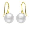 SIVYAA gold finish Classic White Pearl Tiny Drop Dangle Earrings