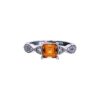 front view- SIVYAA Square Cut Citrine & Cubic Zirconia pure silver Finger Band