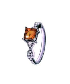 SIVYAA Square Cut Citrine & Cubic Zirconia pure silver Finger Band
