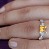 model wearing- SIVYAA Square Cut Citrine & Cubic Zirconia pure silver Finger Band