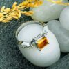 view1- SIVYAA Square Cut Citrine & Cubic Zirconia pure silver Finger Band