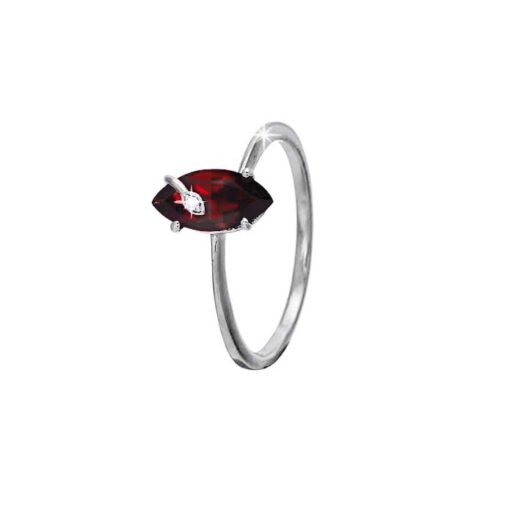 SIVYAA Marquise Shape Red Garnet Solitaire pure silver Finger Band