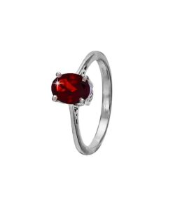 SIVYAA plain Solitaire Garnet pure silver Finger Band