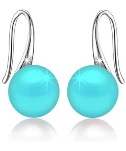 SIVYAA Classic Turquoise Pearl Tiny Drop Dangle Earrings