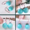 all side view-SIVYAA Classic Turquoise Pearl Tiny Drop Dangle Earrings