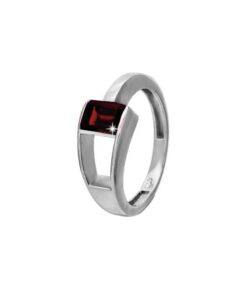 SIVYAA Princess cut Red Garnet pure silver Finger Band