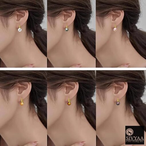 all colors- SIVYAA Fresh Water Pearl Tiny Drop Dangle pure silver Earrings