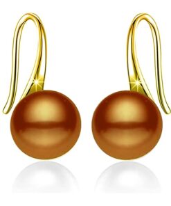 gold finish SIVYAA Fresh Water Bronze Pearl Tiny Drop Dangle pure silver Earrings