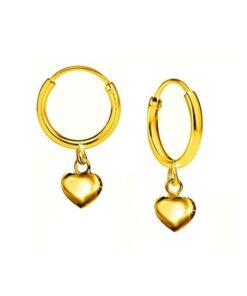 SIVYAA Gold heart charm silver hoop