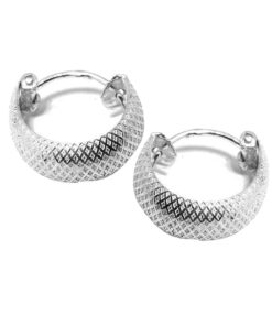 diamond textured round curvish edge 13mm hoop bali