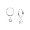 SIVYAA star charm drop plain silver hoop bali