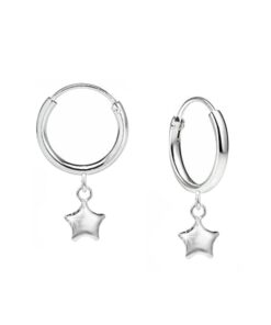 SIVYAA star charm drop plain silver hoop bali