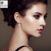 model wearing-SIVYAA Solitaire Life of Circle Classic Gold Pearl pure silver drop Dangle Gold Finish