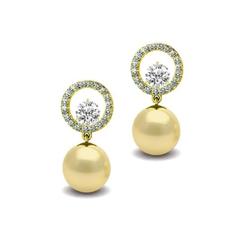 SIVYAA Solitaire Life of Circle Classic Gold Pearl drop Dangle Gold Finish