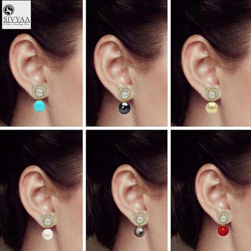 SIVYAA Solitaire Life of Circle Classic Pearl pure silver drop Dangle -all colors