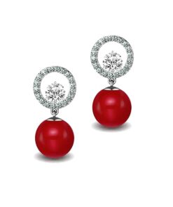 SIVYAA Solitaire Life of Circle Classic Red Pearl drop Pure Silver Dangle