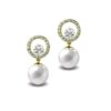Gold Finish Solitaire Life of Circle Classic White Pearl pure silver drop Dangle earring-SIVYAA