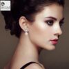 model wearing- SIVYAA Solitaire Life of Circle Classic White Pearl pure silver drop Dangle stud