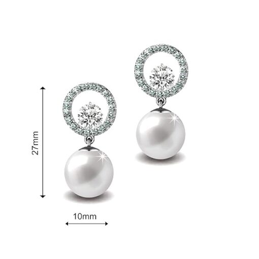 SIVYAA Solitaire Life of Circle Classic White Pearl drop Pure Silver Dangle measurment