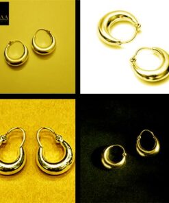 all sizes- SIVYAA gold finish plain pure silver kaju hoop bali