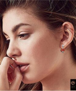 SIVYAA -female model-rudraksh bead drop dangle silver stud