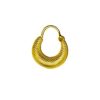 gold finish men's Kaju Shape grid textured pure silver Hoop Bali