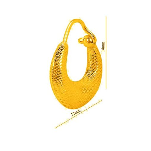 Gold Finish Men's Single Grid Textured Kaju Bali - Image 5