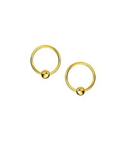 Gold Finish Small Ball Hoop Earring