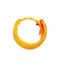 SIVYAA gold polish round grid textured curvish edge 15mm pure silver hoop bali earring'