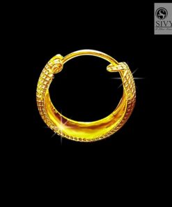 gold polish round grid textured curvish edge 15mm bali earring