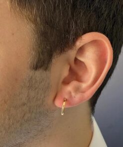 male model wearing - SIVYAA flat 2mm th 16mm silver hoop
