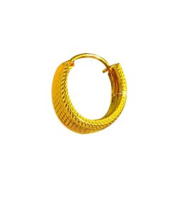 SIVYAA men's grid textured round flattish edge gold finish hoop bali