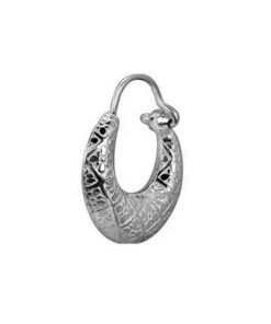 men's flower textured kaju silver hoop
