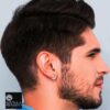 model wearing- men's kaju plain pure silver hoop bali