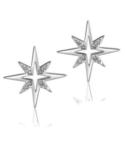 pure silver Starburst CZ Stud Earrings for Women & Girls
